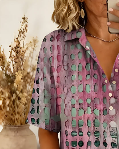BLUSA ESTAMPADO LUNARES BOTÓN MEDIO-PATRON