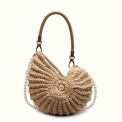 TEA | BOLSO GRANDE TRENZADO CON CORREA DE CADENA - CAMEL