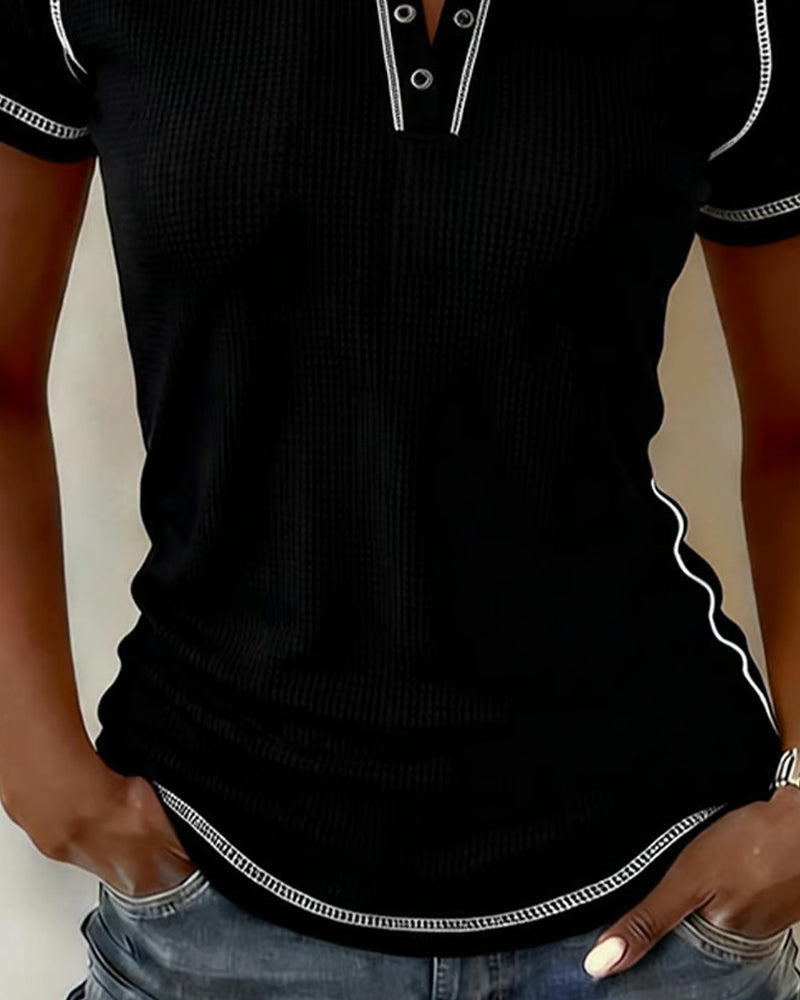 CAMISETA TEJIDO GOFRE HENLEY