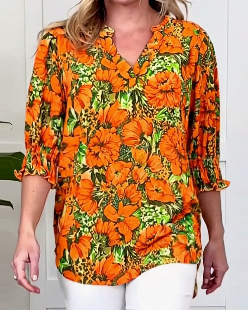BLUSA MANGA CORTA MODERNO FLORAL