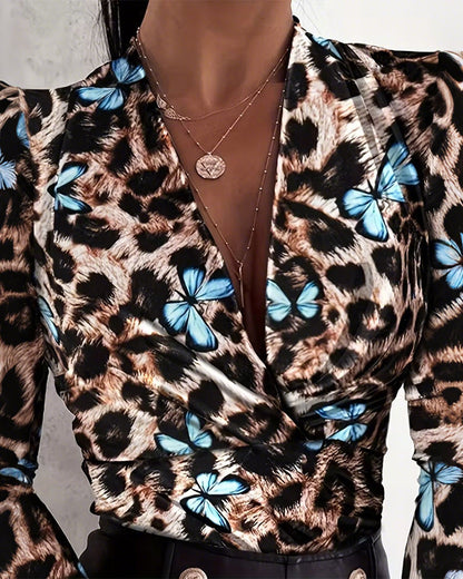 TOP LEOPARDO ESTAMPADO MARIPOSA MODERNO