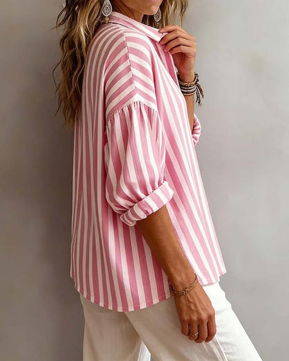BLUSA A RAYAS HOLGADO CON CUELLO