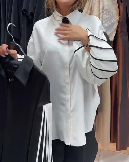CAMISA CONTRASTE LÍNEA MANGA LARGA