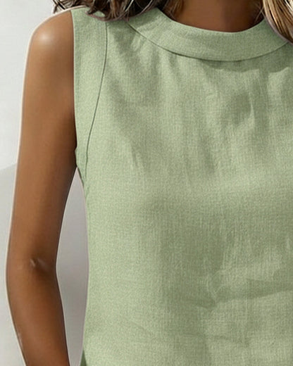 BLUSA SIN CUELLO SIN MANGAS ELEGANTE