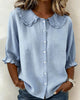 CAMISA CUELLO PETER PAN VOLANTE ALGODÓN Y LINO BOTONES DELANTEROS