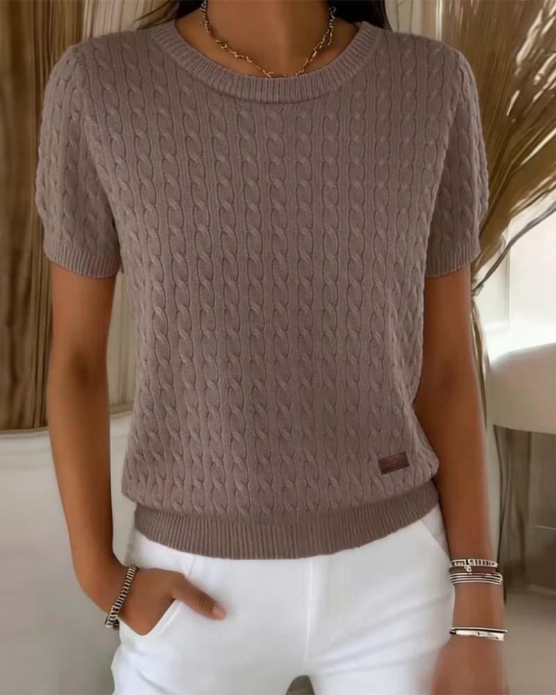 JERSEY CUELLO REDONDO MANGA CORTA LISA CASUAL