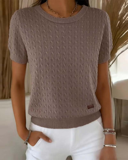 JERSEY CUELLO REDONDO MANGA CORTA LISA CASUAL