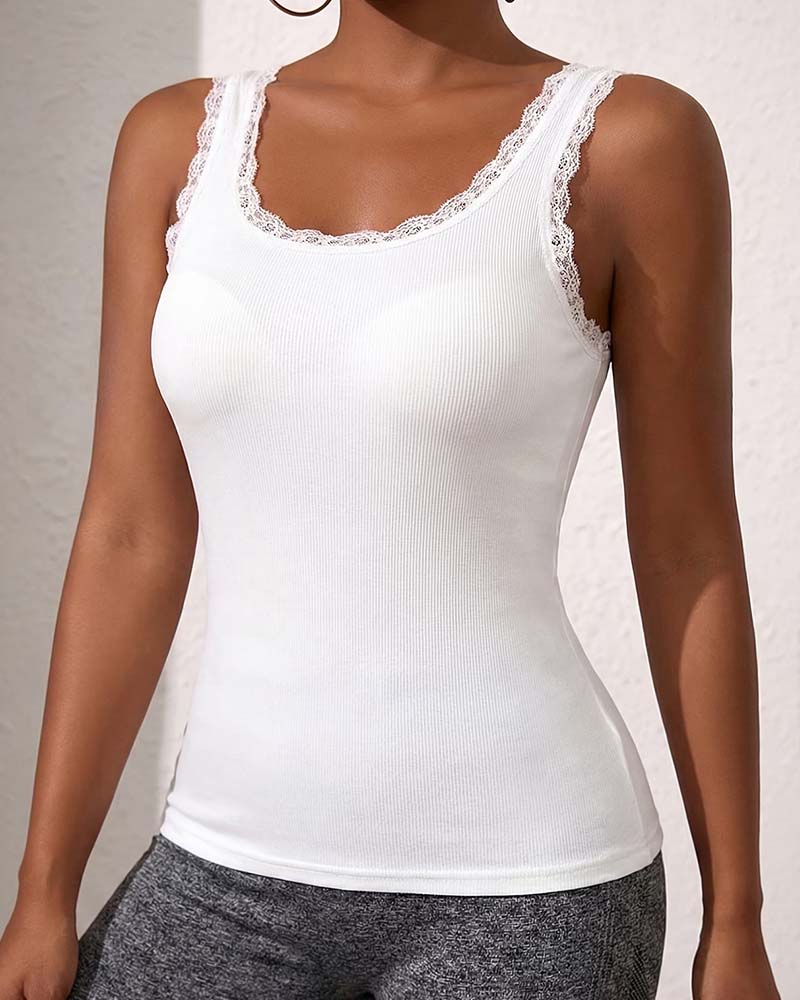TOP DE TIRANTES MUJER CASUAL ENCAJE ACABADO ACOLCHADO