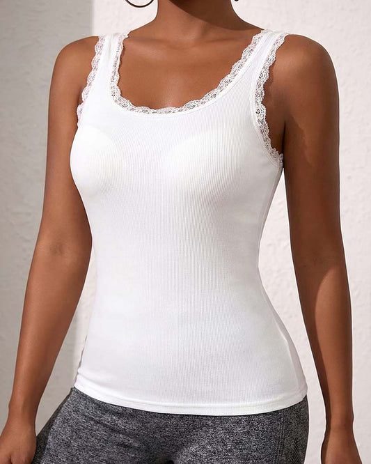 TOP DE TIRANTES MUJER CASUAL ENCAJE ACABADO ACOLCHADO