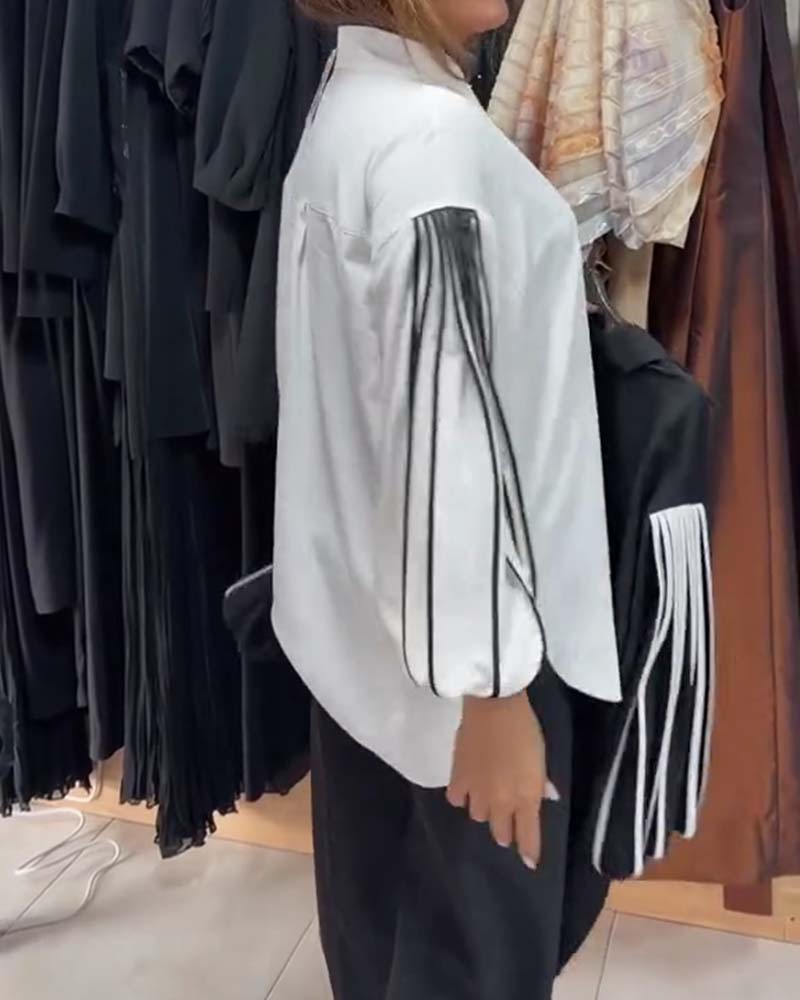 CAMISA CONTRASTE LÍNEA MANGA LARGA