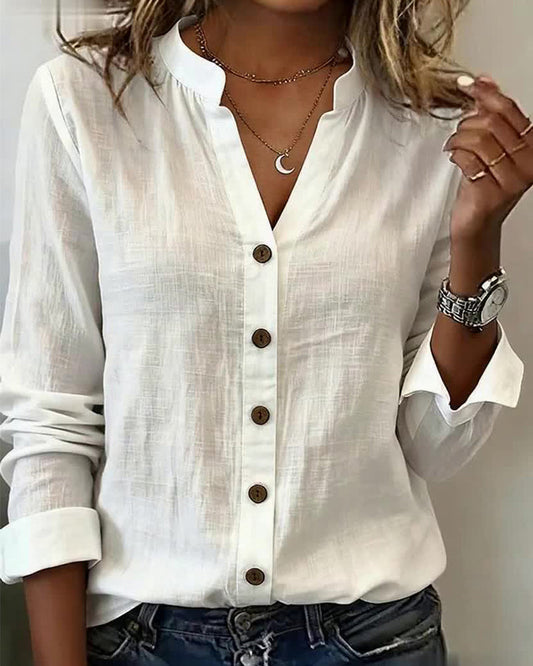 100% ALGODÓN CAMISA CUELLO DE V VERSÁTIL