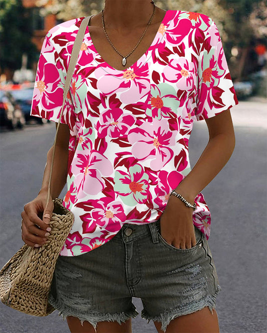 CAMISETA CUELLO DE V CÓMODO MANGA CORTA