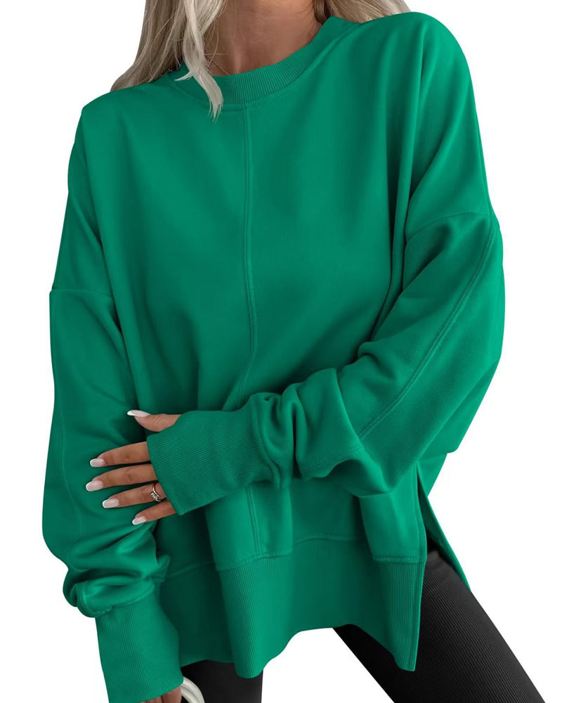 SUDADERA ABERTURA LATERAL CUELLO REDONDO HOLGADO