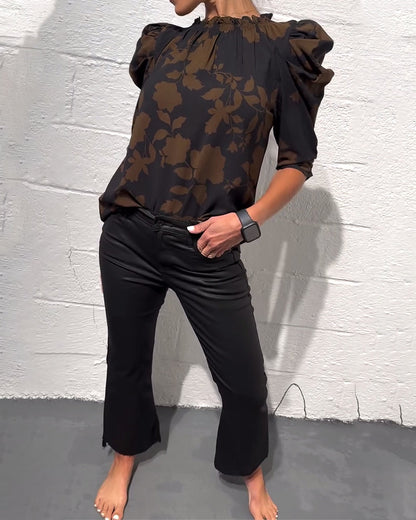 BLUSA MANGA ABULLONADA VOLANTE