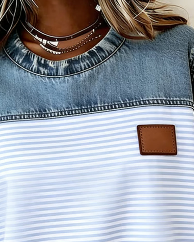 BLUSA DENIM PANEL RAYAS