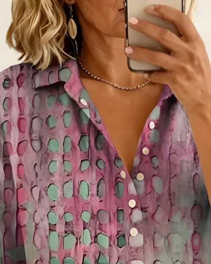 BLUSA ESTAMPADO LUNARES BOTÓN MEDIO-PATRON