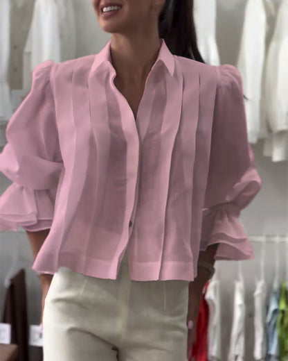 CAMISA MANGA ABULLONADA VOLANTE