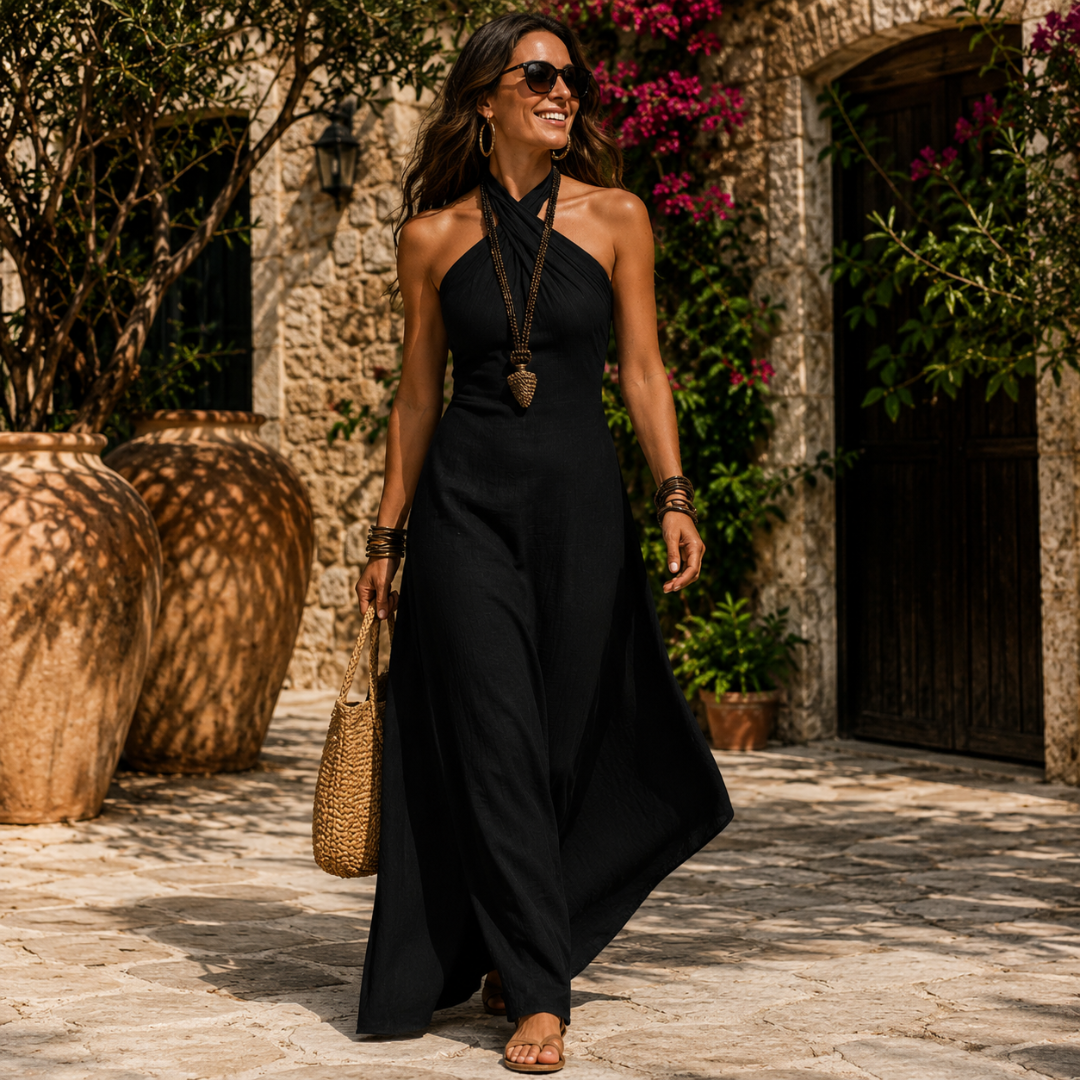 Camila | Vestido largo con escote americano