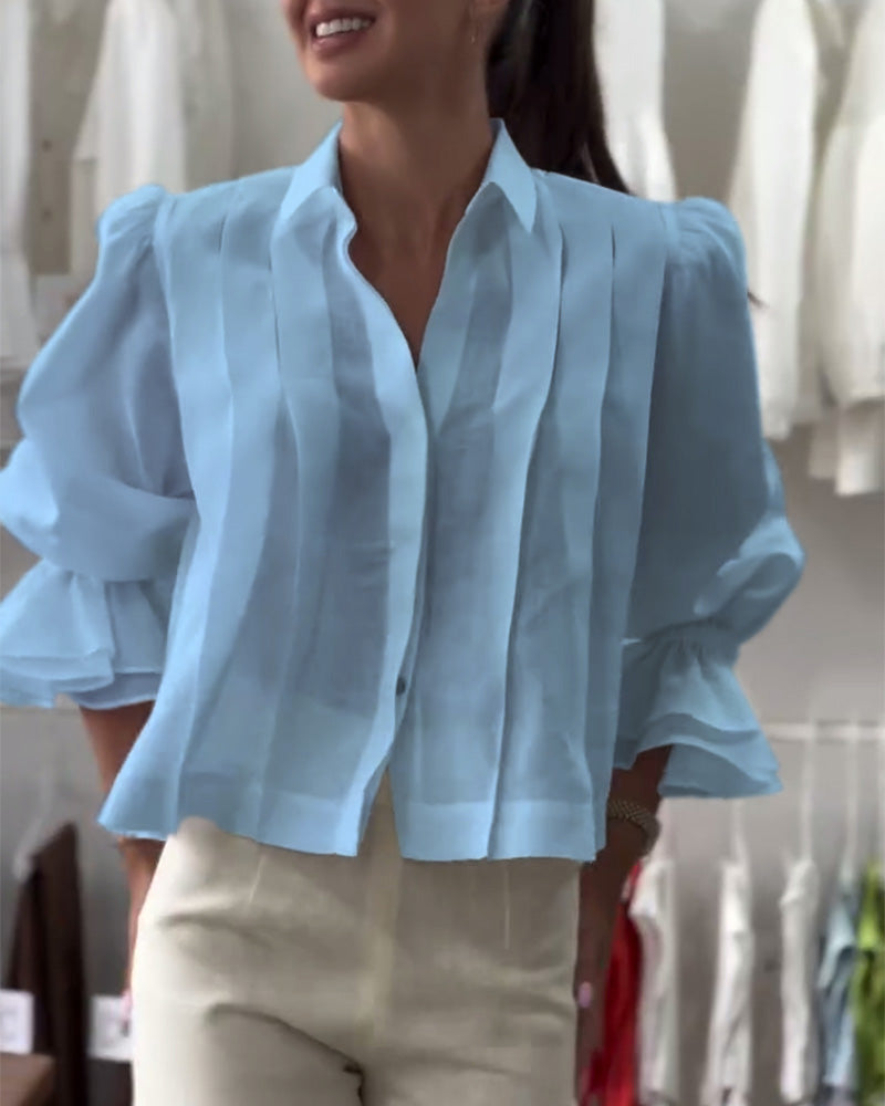 CAMISA MANGA ABULLONADA VOLANTE