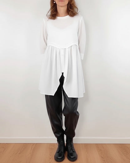 BLUSA LÍNEA A ASIMÉTRICA PLISADO