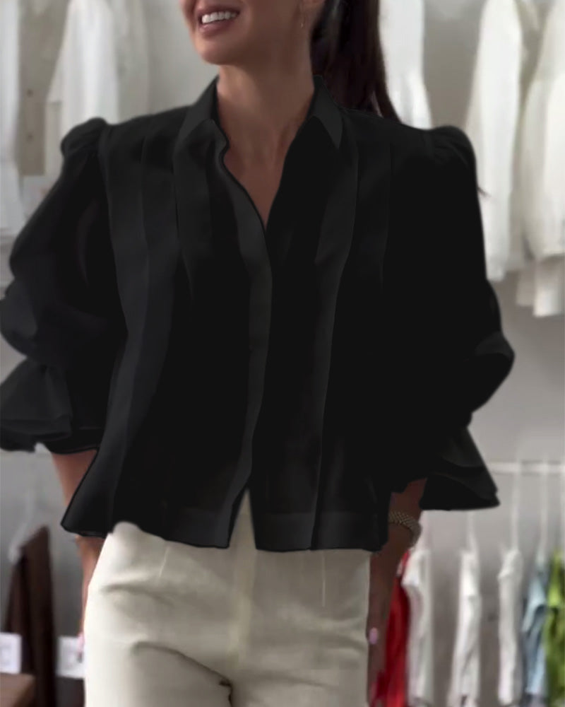CAMISA MANGA ABULLONADA VOLANTE