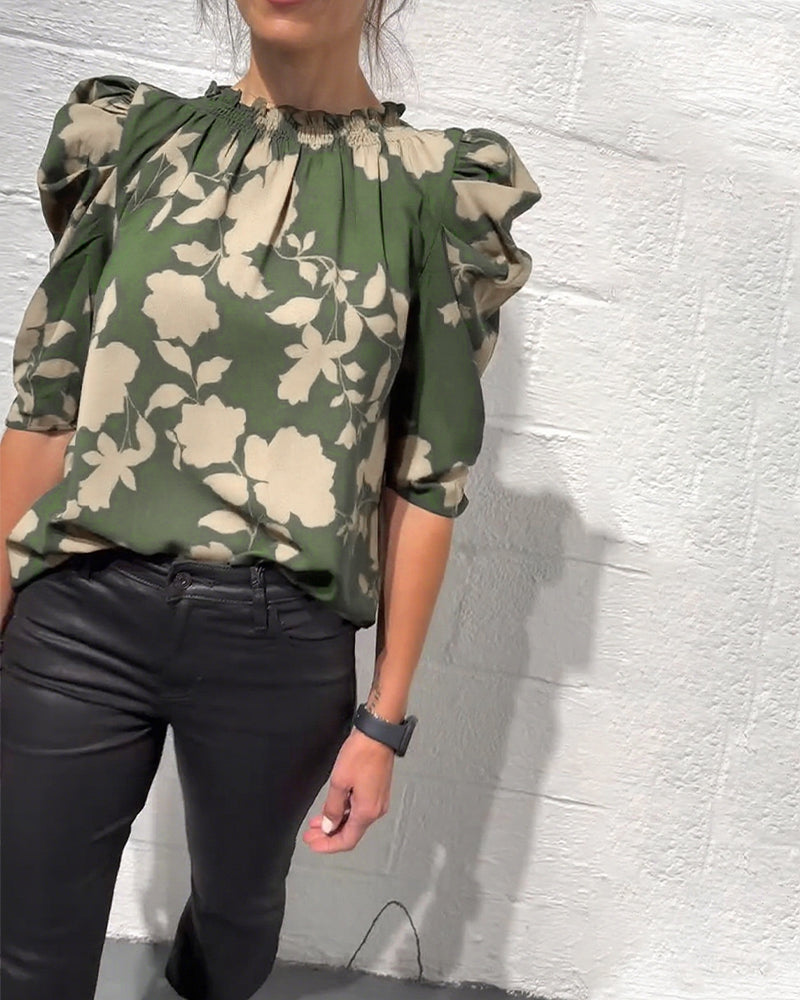 BLUSA MANGA ABULLONADA VOLANTE
