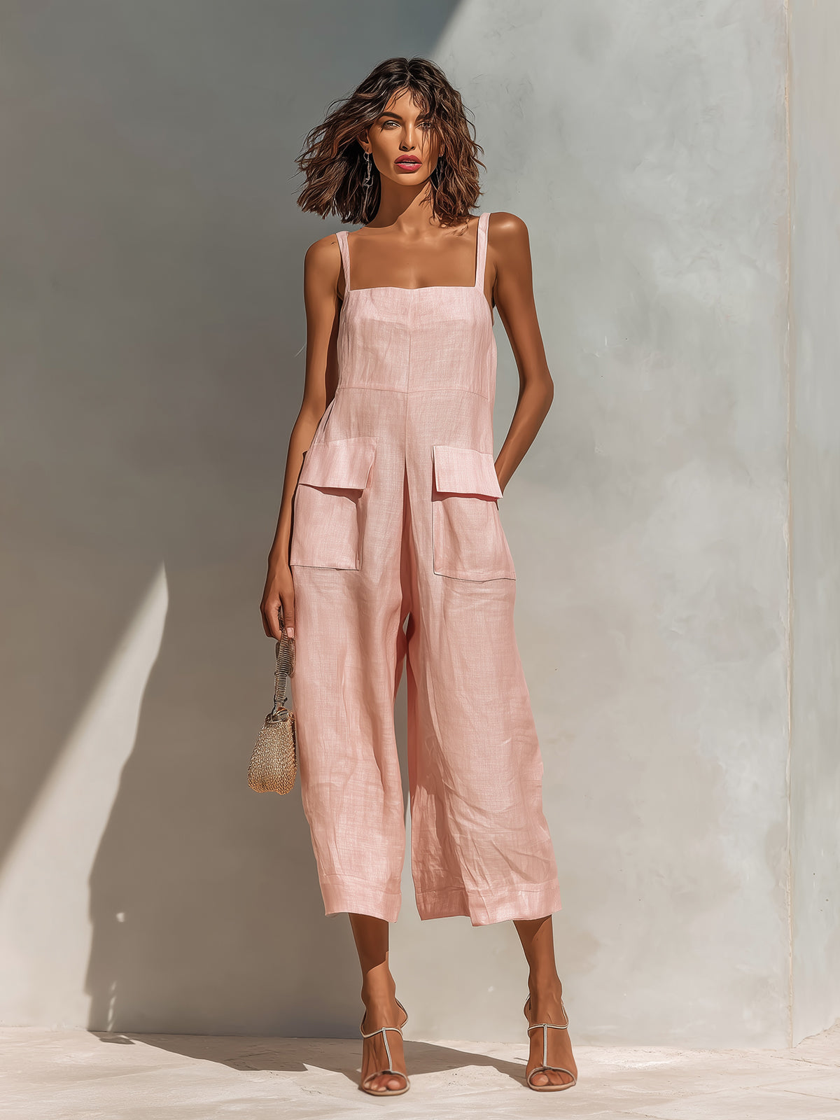 Léna | Mono elegante de tirantes finos y pernera ancha