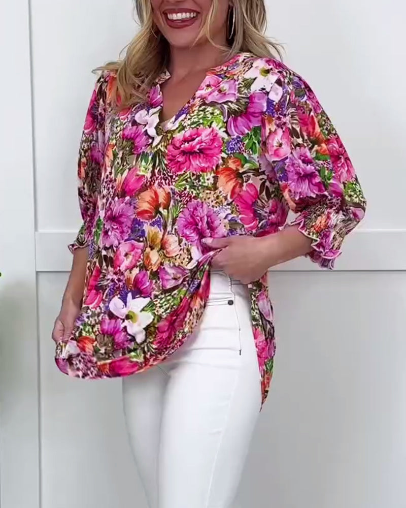 BLUSA MANGA CORTA MODERNO FLORAL