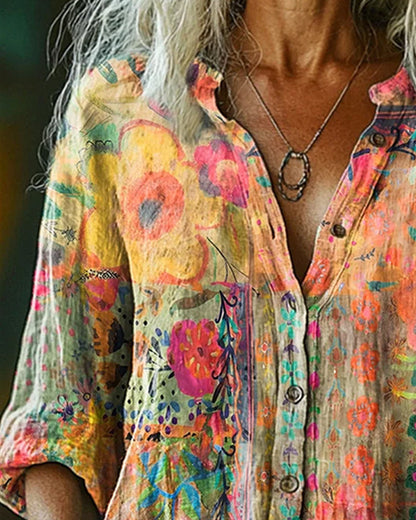 CAMISA ARTÍSTICO ESTAMPADO FLORAL