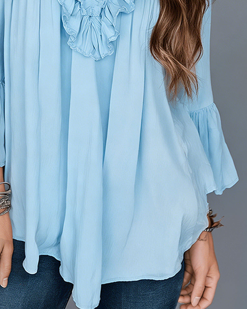 BLUSA ELEGANTE ESCOTE V VOLANTE