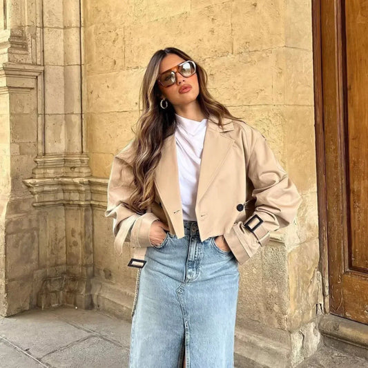 SAGE | CHAQUETA CORTA CON CINTURÓN