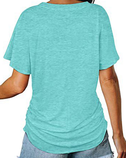 CAMISETA PLISADO LISO CUELLO DE V