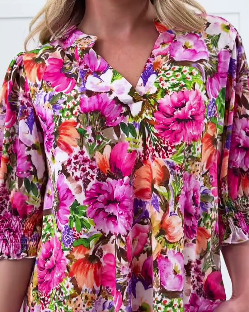 BLUSA MANGA CORTA MODERNO FLORAL