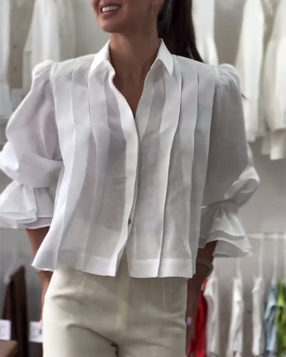 CAMISA MANGA ABULLONADA VOLANTE