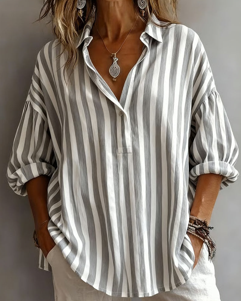 BLUSA A RAYAS HOLGADO CON CUELLO