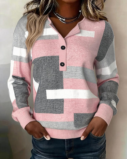 SUDADERA CON CUADROS BOTONES DELANTEROS MANGA-LARGA