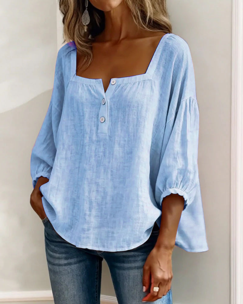 BLUSA SENCILLO ESCOTE CUADRADO MANGA LARGA