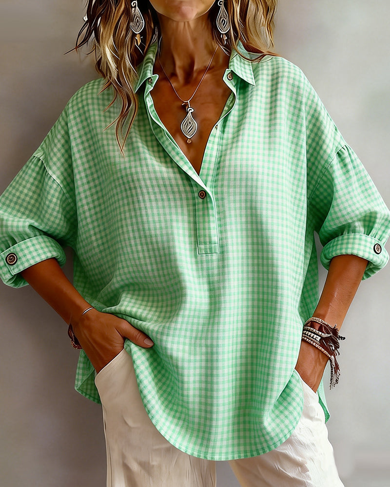 BLUSA CON CUADROS CON LA MODERNO SOLAPA
