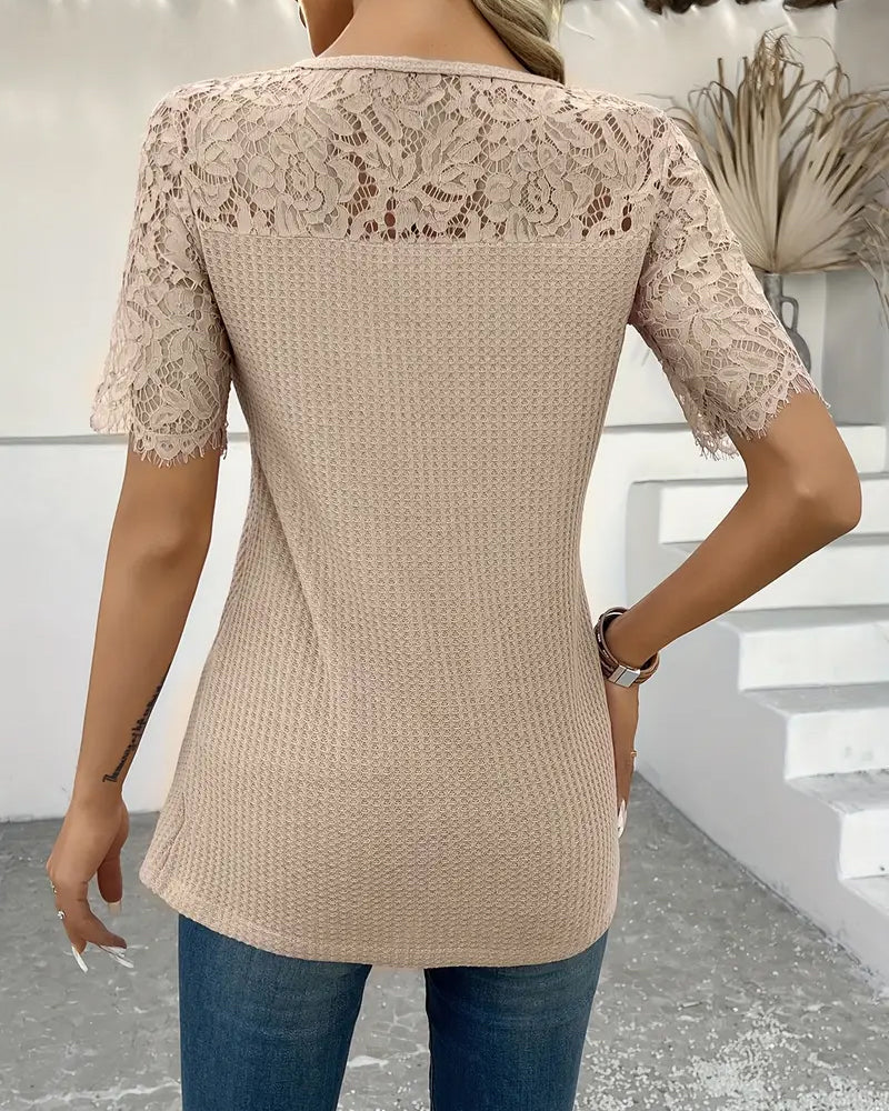 CAMISETA ENCAJE PANEL DE PUNTO