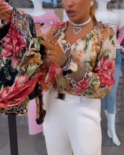 BLUSA CUELLO DE V ESTAMPADO FLORAL