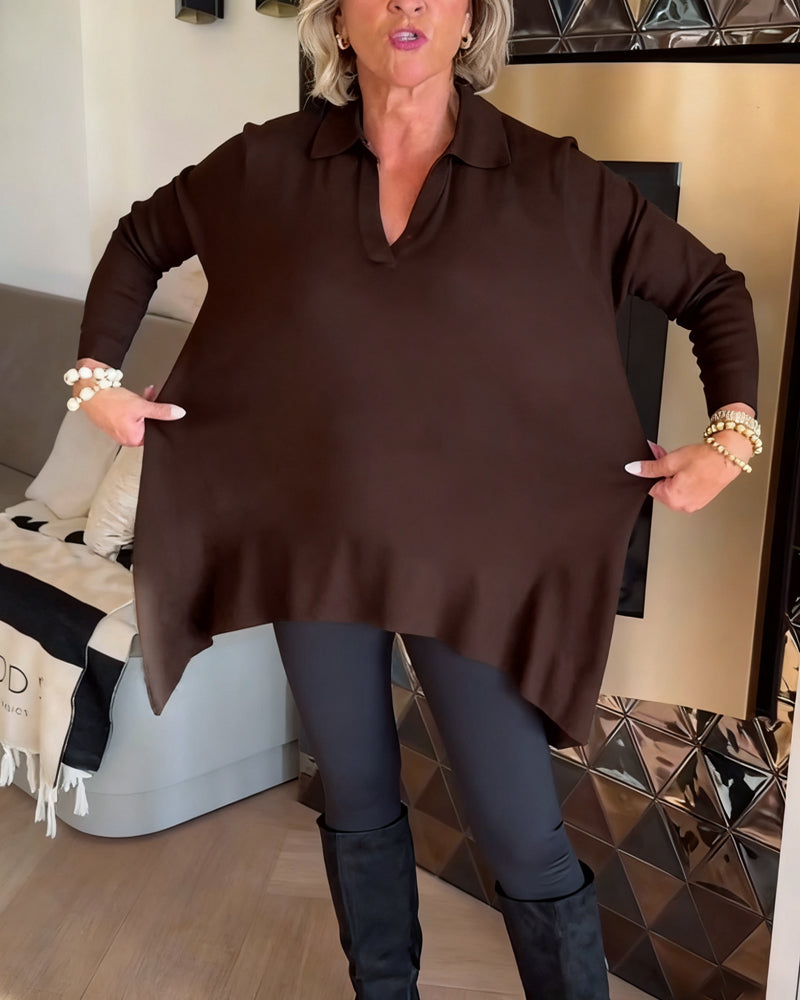 TOP CON CUELLO ASIMÉTRICO Y MANGA LARGA