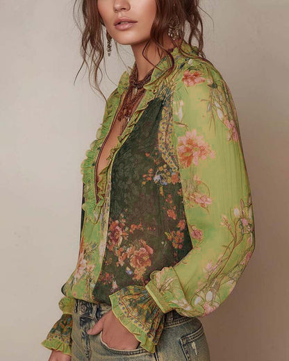 MEDIA CREMALLERA ESTAMPADO FLORAL BLUSA