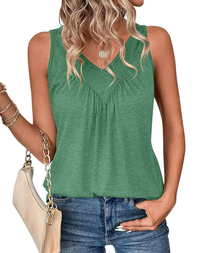 TOP DE TIRANTES LISA COLOR CUELLO DE V SIN MANGAS HOLGADO