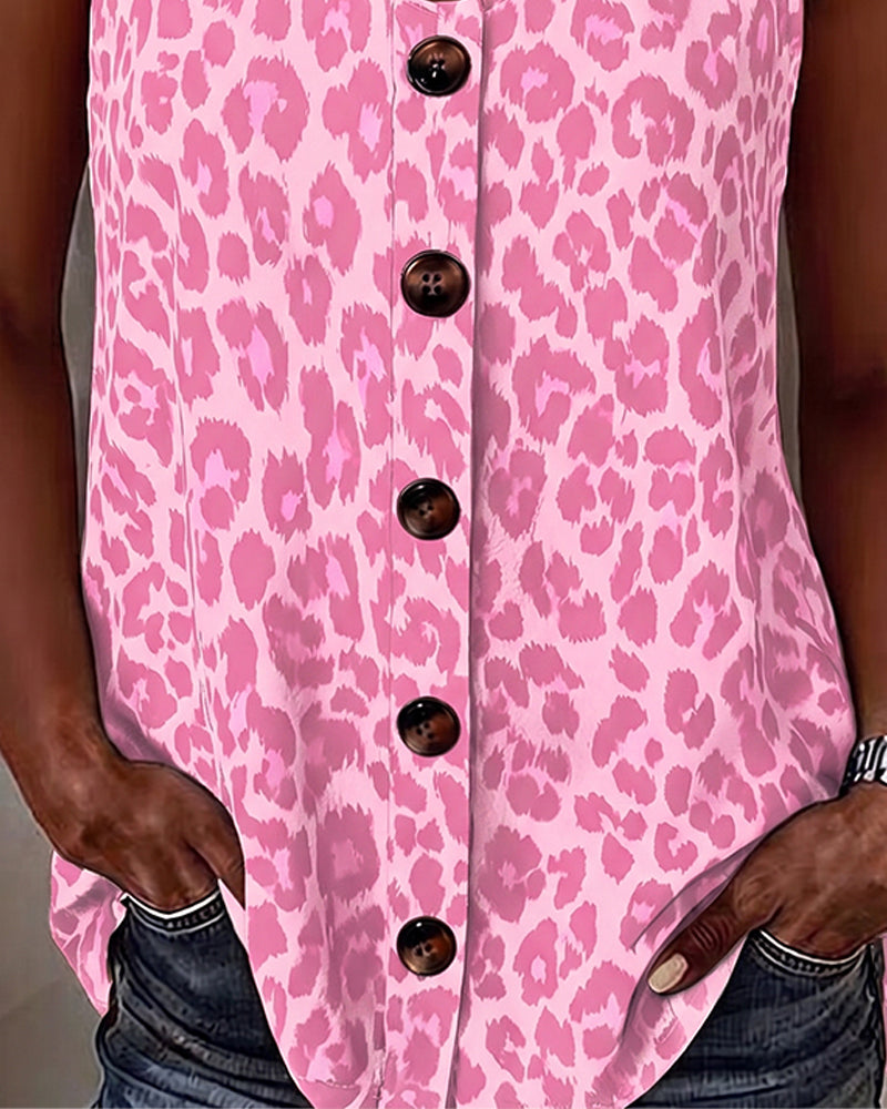 TOP DE TIRANTES LEOPARDO TIRANTE SPAGHETTI BOTÓN HEBILLA METÁLICO