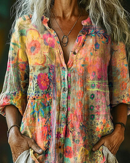 CAMISA ARTÍSTICO ESTAMPADO FLORAL
