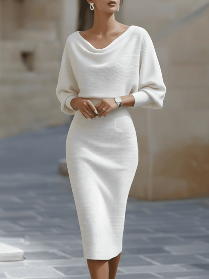 ALICE | VESTIDO MIDI BLANCO DRAPEADO