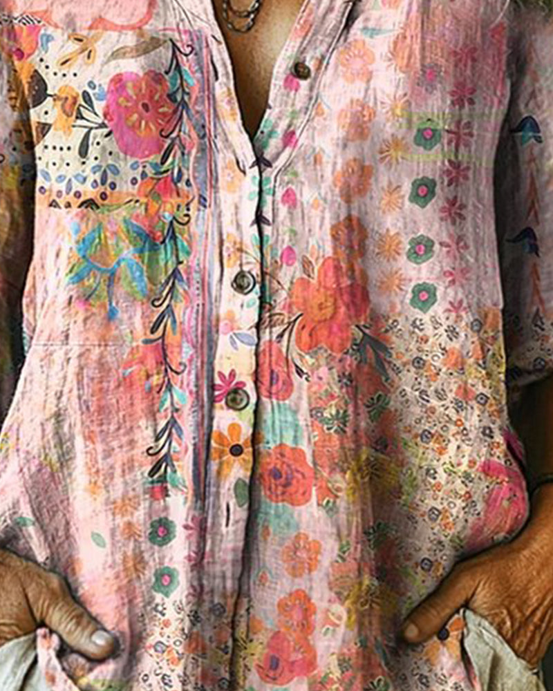 CAMISA ARTÍSTICO ESTAMPADO FLORAL