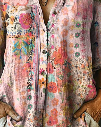 CAMISA ARTÍSTICO ESTAMPADO FLORAL