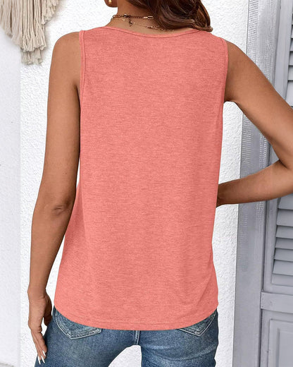TOP DE TIRANTES LISA COLOR CUELLO DE V SIN MANGAS HOLGADO