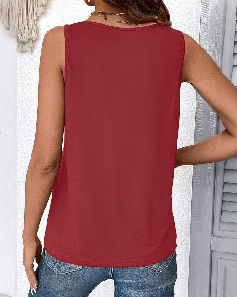TOP DE TIRANTES LISA COLOR CUELLO DE V SIN MANGAS HOLGADO